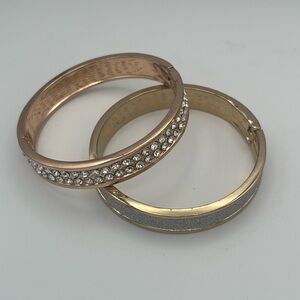 Gold and Rose Gold Crystal Bangle Bracelets - Women Jewelry